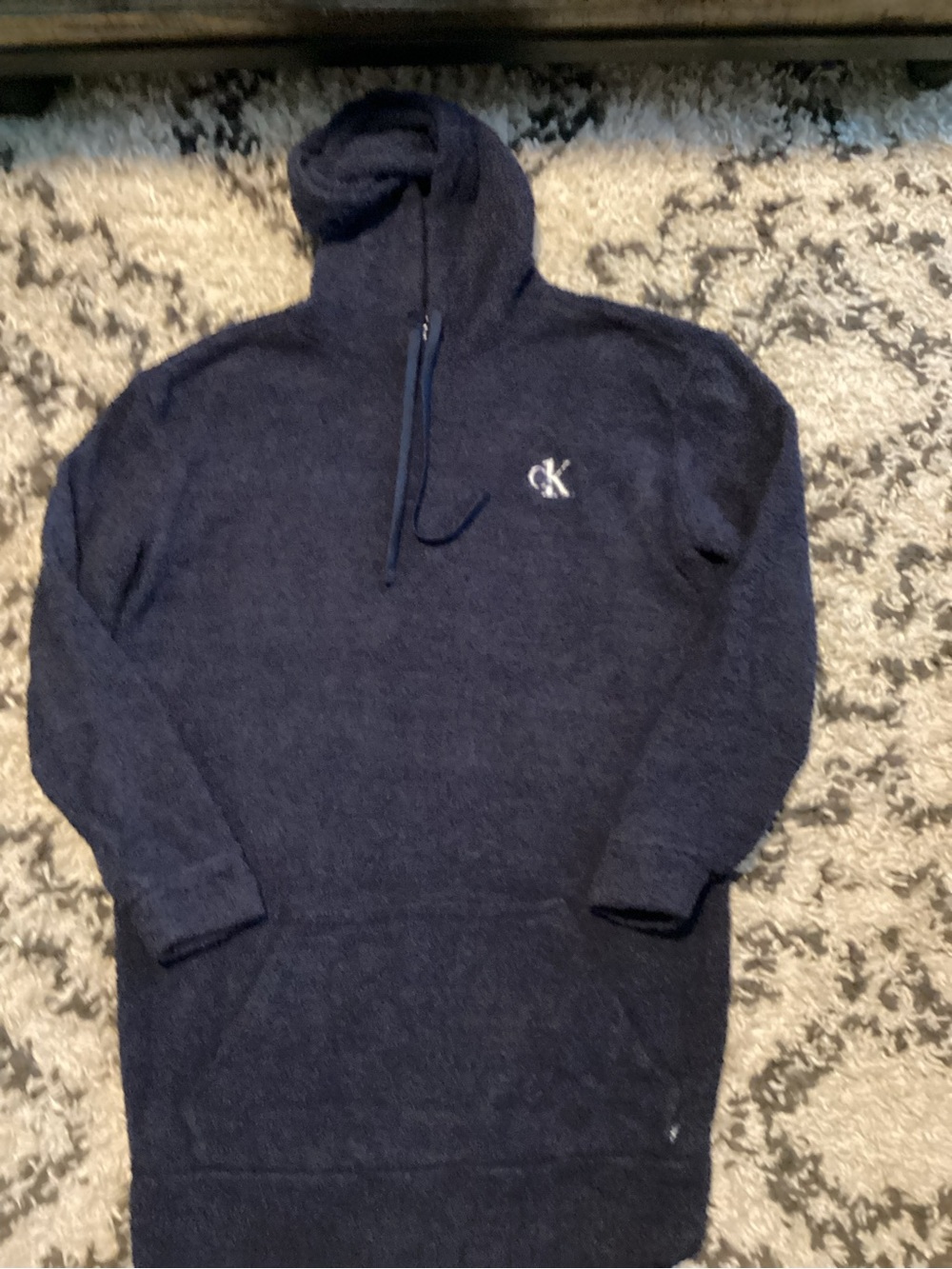 Calvin Klein Dark Blue CK Logo Hooded Pullover